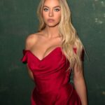 Sydney Sweeney in Red Dress Revelation and Enchanting Cleavage 7 Sexy Photos 1